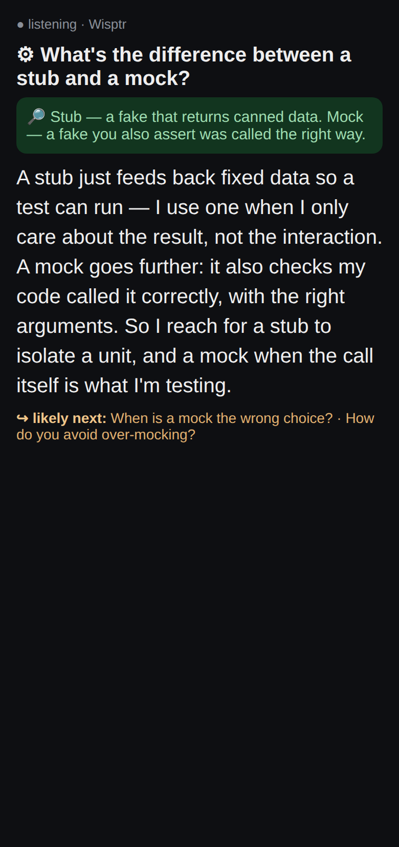 Wisptr companion on a technical question